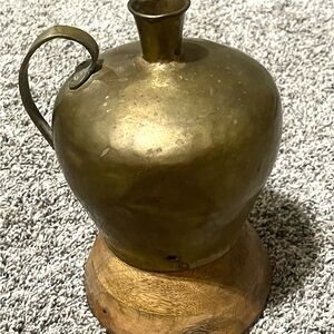 Vintage Brass Handled Vase, Decorative Ewer Style Vessel
